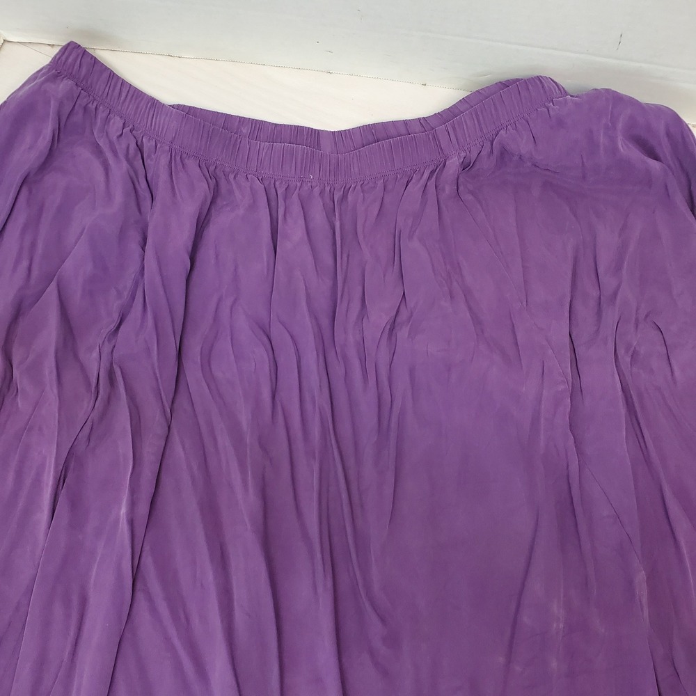 Universal Standard Purple Cupro Blend Midi Skirt Pockets Slit Medium Lagenlook